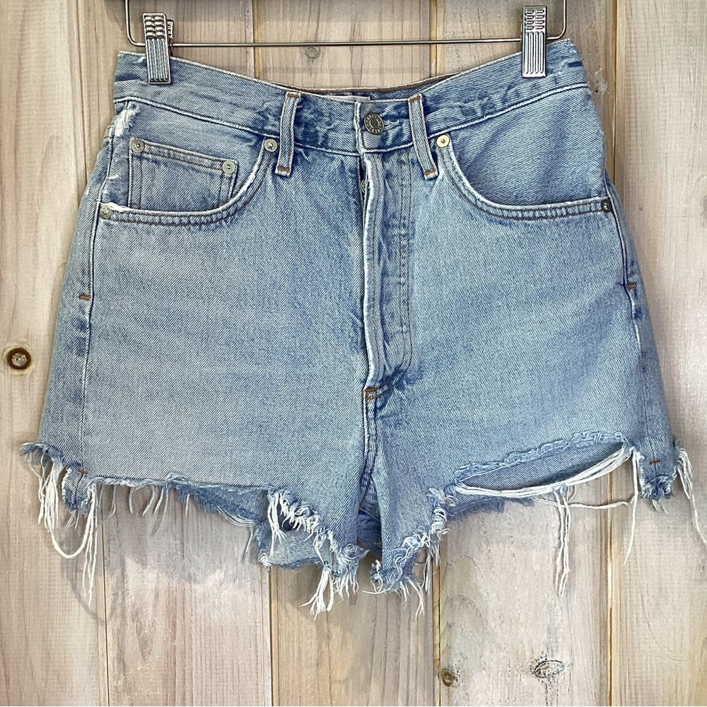 Agolde Light Blue Jean Shorts
